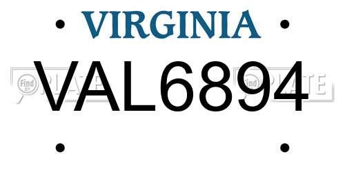 VAL6894 Virginia License Plate