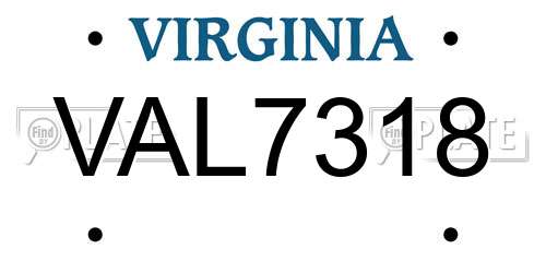 VAL7318 Virginia License Plate