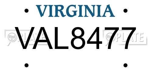 VAL8477 Virginia License Plate