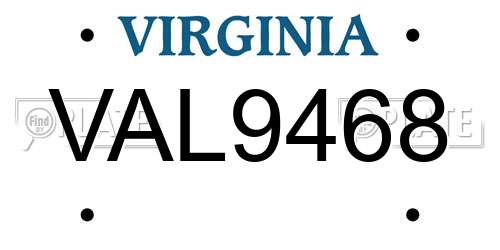 VAL9468 Virginia License Plate