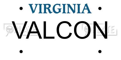 VALCON Virginia License Plate