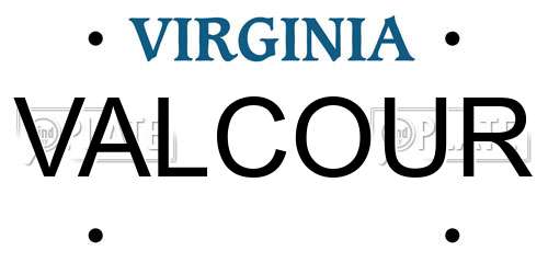 VALCOUR Virginia License Plate