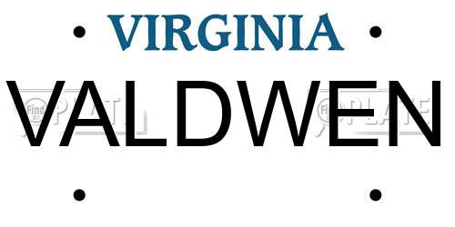 VALDWEN Virginia License Plate