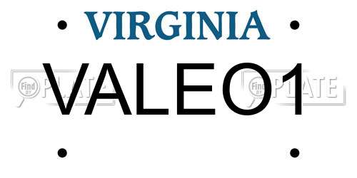 VALEO1 Virginia License Plate