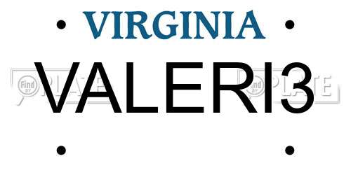 VALERI3 Virginia License Plate