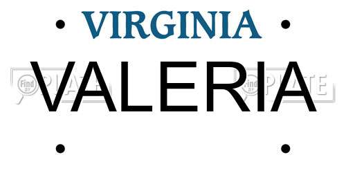 VALERIA Virginia License Plate
