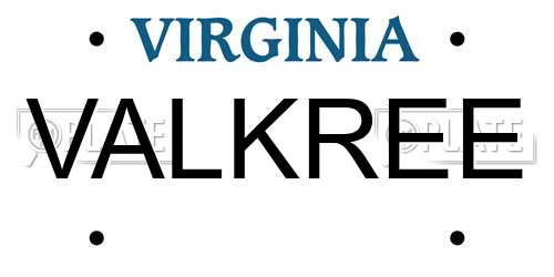 VALKREE Virginia License Plate