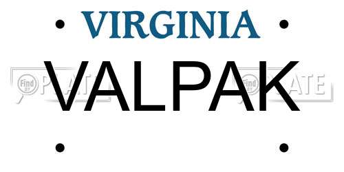 VALPAK Virginia License Plate