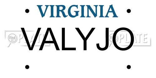 VALYJO Virginia License Plate