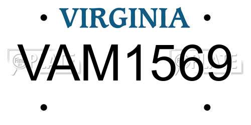 VAM1569 Virginia License Plate