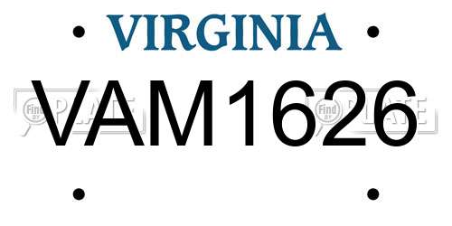 VAM1626 Virginia License Plate