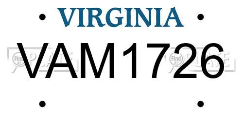 VAM1726 Virginia License Plate