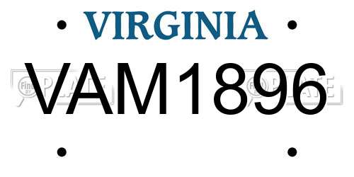 VAM1896 Virginia License Plate
