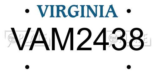 VAM2438 Virginia License Plate