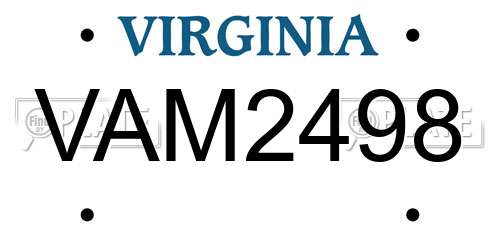 VAM2498 Virginia License Plate