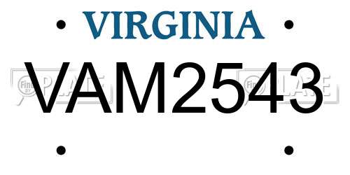 VAM2543 Virginia License Plate