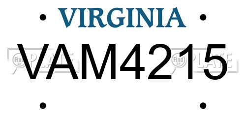 VAM4215 Virginia License Plate
