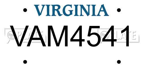 VAM4541 Virginia License Plate