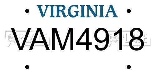 VAM4918 Virginia License Plate