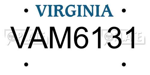 VAM6131 Virginia License Plate