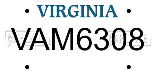 VAM6308 Virginia License Plate