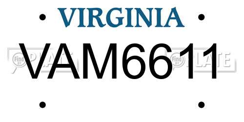 VAM6611 Virginia License Plate