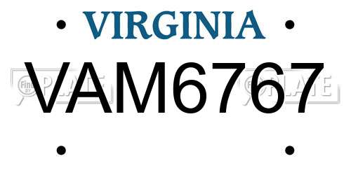 VAM6767 Virginia License Plate