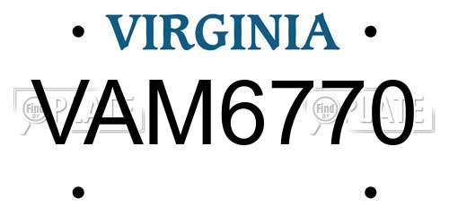 VAM6770 Virginia License Plate
