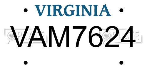 VAM7624 Virginia License Plate