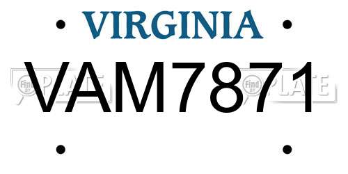 VAM7871 Virginia License Plate