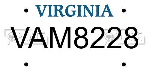VAM8228 Virginia License Plate