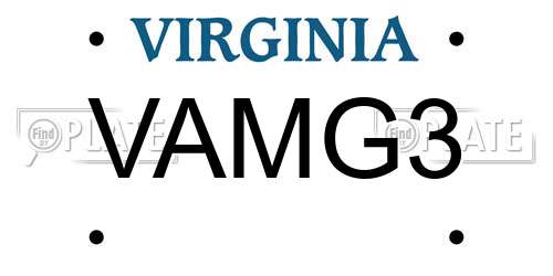 VAMG3 Virginia License Plate