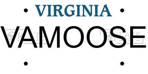 VAMOOSE Virginia License Plate
