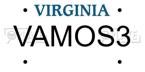 VAMOS3 Virginia License Plate
