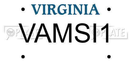 VAMSI1 Virginia License Plate