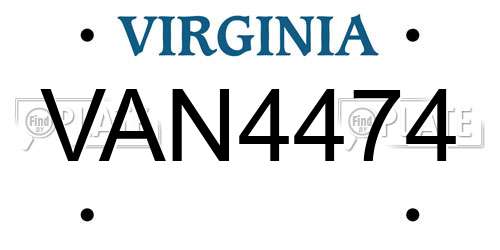 VAN4474 Virginia License Plate