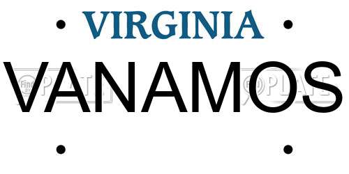 VANAMOS Virginia License Plate