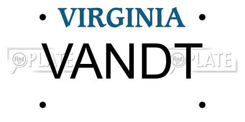 VANDT Virginia License Plate