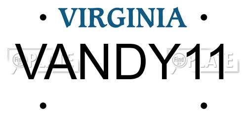 VANDY11 Virginia License Plate