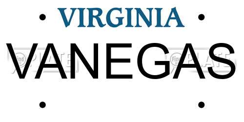 VANEGAS Virginia License Plate