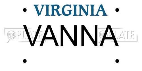 VANNA Virginia License Plate