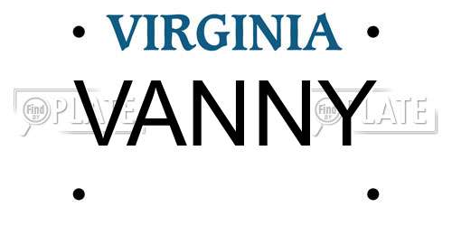VANNY Virginia License Plate
