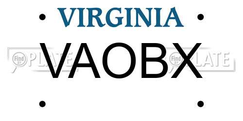 VAOBX Virginia License Plate