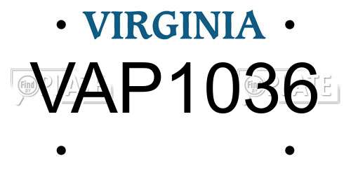 VAP1036 Virginia License Plate