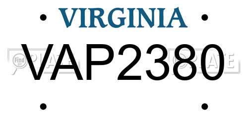 VAP2380 Virginia License Plate