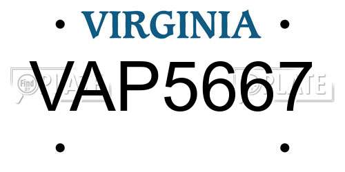 VAP5667 Virginia License Plate