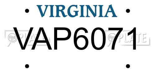 VAP6071 Virginia License Plate