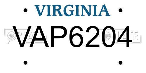 VAP6204 Virginia License Plate