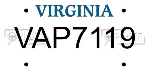 VAP7119 Virginia License Plate
