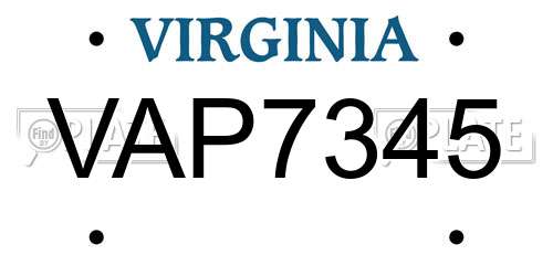 VAP7345 Virginia License Plate